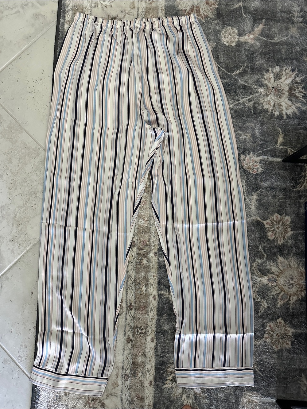 WinterSilks Silk Striped Pajama Pants